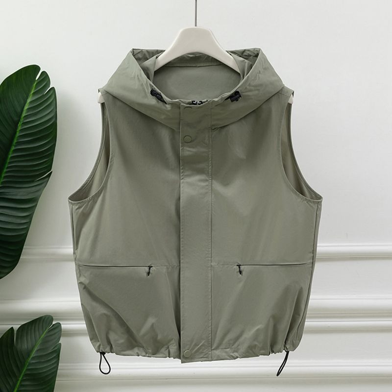 Women'S Fashion Utility Vest - Rompi Wanita Abu-abu Muda Berkerudung Tanpa