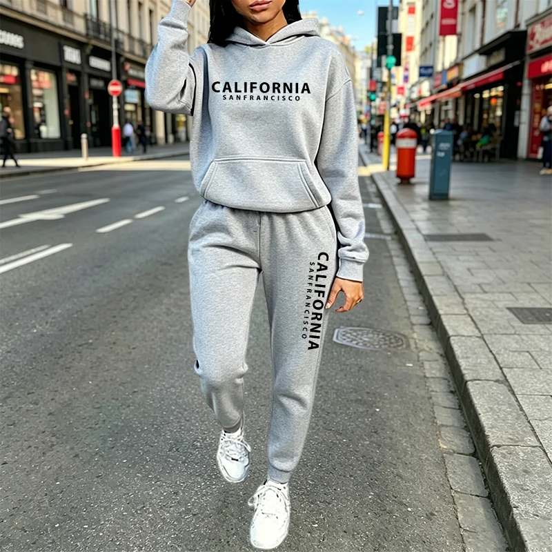 Women'S Fashion Sweatshirts - Setelan Hoodie Jogger Kasual Urban untuk