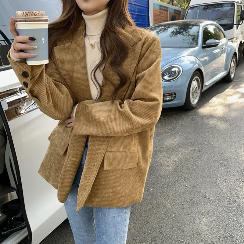 Blazer Women Oversized - Blazer Longgar Tebal Korduroi Baru untuk