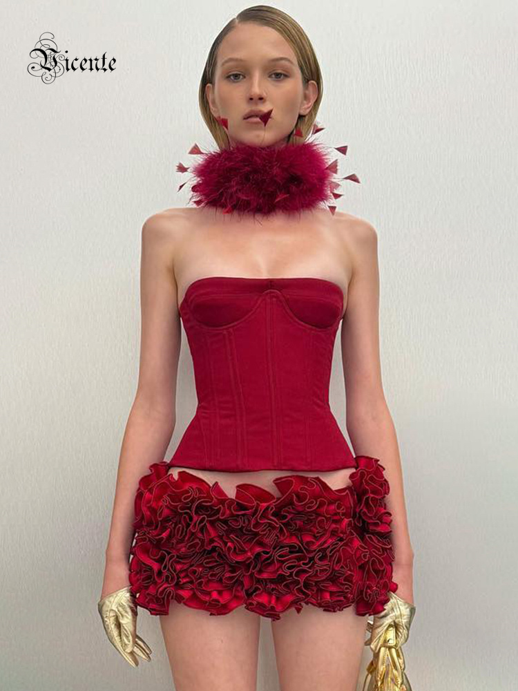 Women Fashion Reddit - Gaun Natal VC atasan terstruktur merah