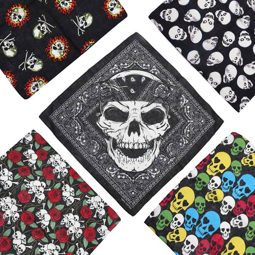 Women Fashion Drawing - Tengkorak Bandana Square Syal 100% Katun