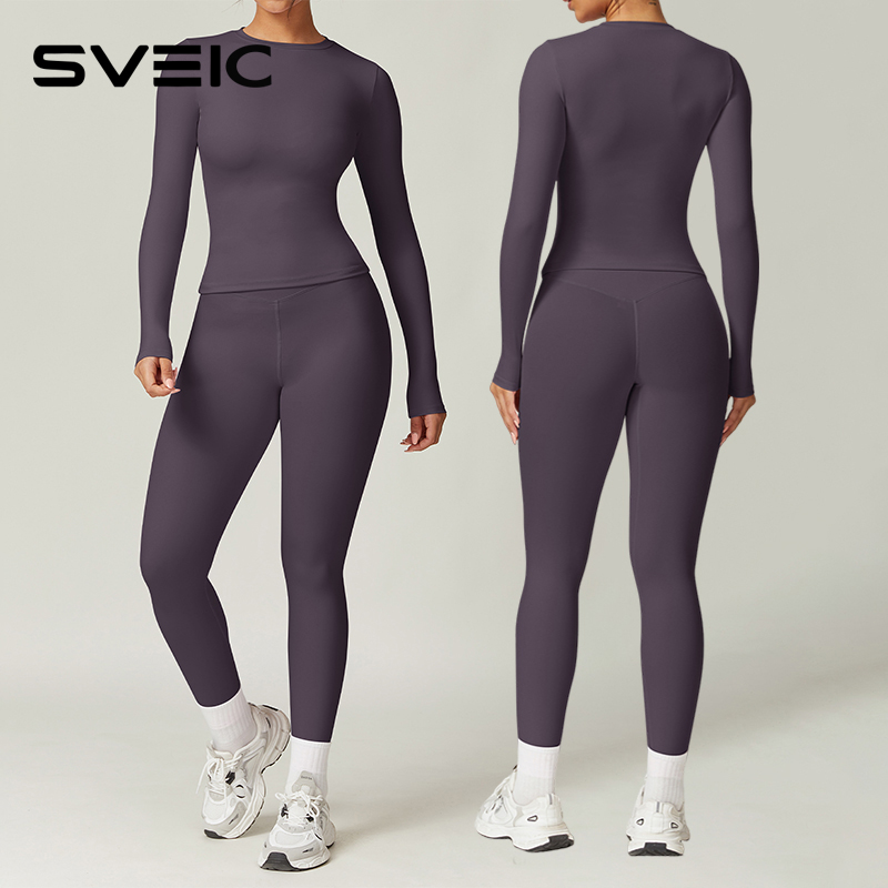 Women'S Fashion Leggings - SVEIC Set Yoga Lengan Panjang Legging