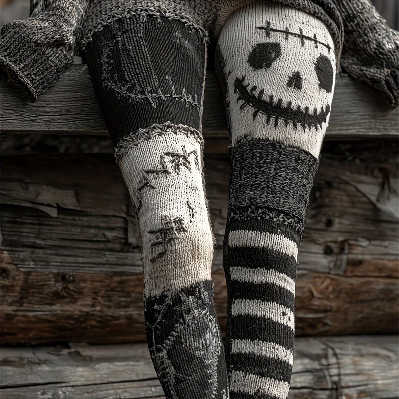 Women'S Fashion Leggings - Legging Wanita Motif Tengkorak Halloween, Legging