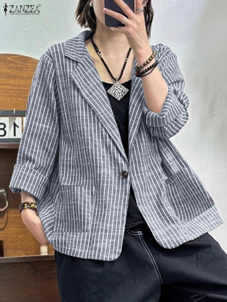 Blazer Women Oversized - 2025 ZANZEA Setelan Blazer Wanita Musim