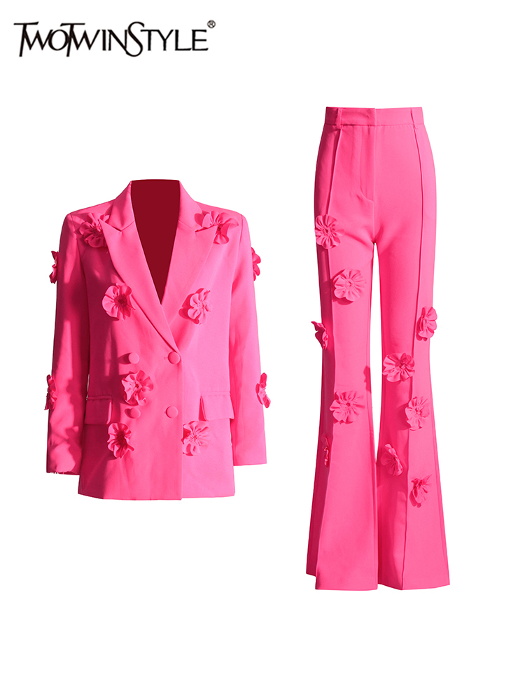Blazer Women Oversized - TWOTWINSTYLE Set pakaian applique wanita, setelan