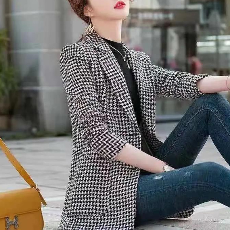 Setelan kerah panjang kotak-ko - Blazer Women Oversized ulasan dan harga