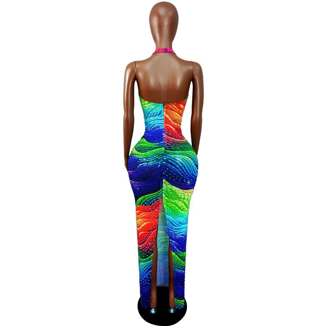 Gaun Pesta Berhias Rhinestone  - Women Fashion Designer Dresses Photos ulasan dan harga